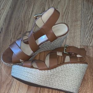 Micheal Kors strapping brown wedges
